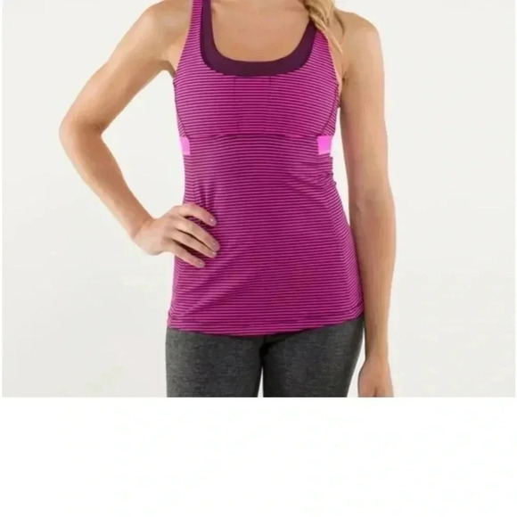 Lululemon Stuff Your Bra Tank Hyper Stripe Raspberry Glo - Picture 1 of 11